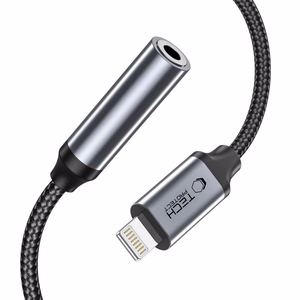 Tech-Protect UltraBoost Lightning / 3.5mm mini lizdo adapteris - juodas