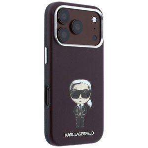 KARL LAGERFELD dėklas, skirtas IPHONE 18 Pro Max/ 17 Pro Max suderinamas su „MagSafe“ (Smooth Ikonik Sketch) (spalva: bordo)