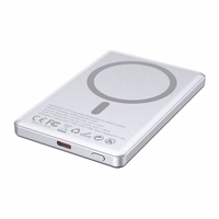 BWOO aluminium magnetic išorinė baterija P75 PD 20W 5000 mAh with digital display and USB-C port sidabrinis