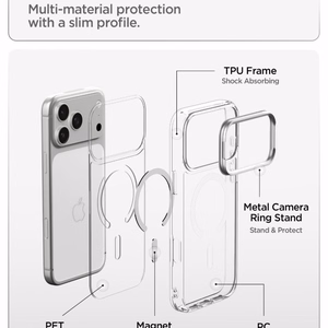 Spigen Ultra Hybrid Optik S MagSafe dėklas iPhone 18 Pro Max / 17 Pro Max, skaidrus sidabrinis