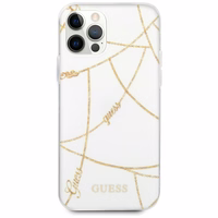 Guess Gold Chain Collection dėklas telefonui iPhone 12 Pro Max 6.7" - balta