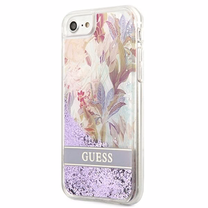 Чехол Guess Flower Liquid Glitter для iPhone SE 2022 / SE 2020 / 7 / 8 - фиолетовый