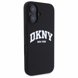 DKNY silikoninis baltas su logotipu Magnetinis dėklas telefonui iPhone 16 - juodas