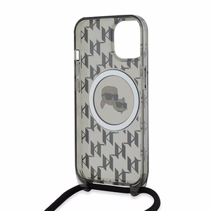 Karl Lagerfeld IML Crossbody Monogram Karl & Choupette Head Magnetinis dėklas iPhone 15 / 14 / 13 - juodas