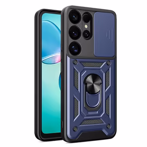 Hybrid Armor Camshield с крышкой камеры и металлическим кольцом для Samsung Galaxy S25 Ultra - синий