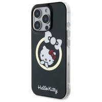 Hello Kitty IML Linksmas kaspinas magnetinis iPhone 16 Pro Max dėklas - juodas