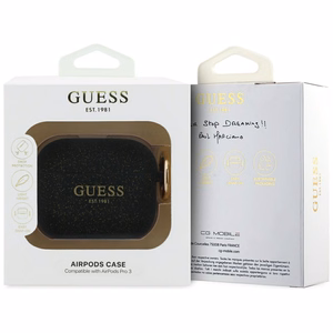 Guess Silikoninis Glitter Ring Dėklas for AirPods Pro 3 - juodas