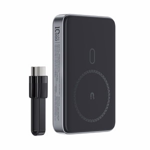 Magnetinė išorinė baterija Acefast M10 2x USB-C PD 30W su 15W belaide įkrova ir USB-C laidu (juoda)