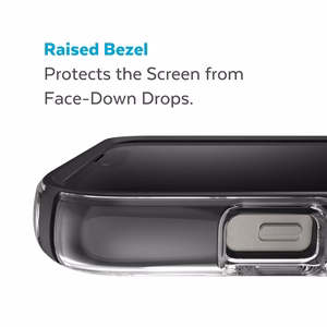 Speck Presidio Perfect-Clear with Impact Geometry + MagSafe case for iPhone 15 Plus / 14 Plus, with Microban antimicrobial protection, Clear / Black