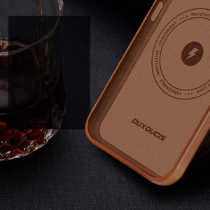 Dux Ducis Naples dėklas iPhone 14 Plus magnetinis odinis dėklas MagSafe rudas