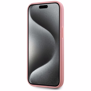 Karl Lagerfeld Wrinkled Metal Signature dėklas telefonui iPhone 15 - rožinė