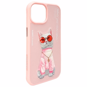 NIMMY dėklas GLASSES COOL CAT IPHONE 15 rožinė