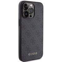 Guess 4G Metal Gold Logo dėklas telefonui iPhone 15 Pro Max - pilka