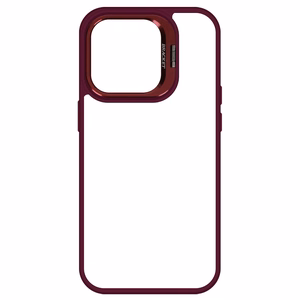 Tel Protect Dėklas telefonui su stovu + kameros stiklas Iphone 15 Pro bordo