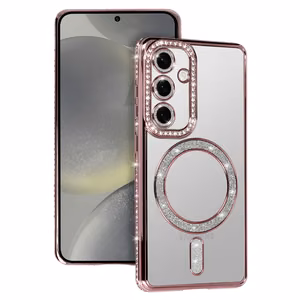 Bling Magnetinis dėklas telefonui Samsung Galaxy S25 Ultra rožinis