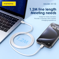 Foneng Kabelis X110 - Type-C į Type-C - PD 60W 3A 1,2 m baltas