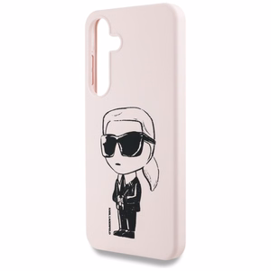 Karl Lagerfeld silikoninis grafiti Ikonik logotipas su magnetiniu Samsung Galaxy S25 dėklas rožinis