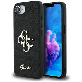 Guess Fixed Glitter Big 4G dėklas telefonui iPhone 16e - juodas
