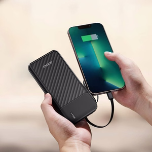Dudao K11 10000mAh išorinė baterija su įmontuotais kabeliais - juoda