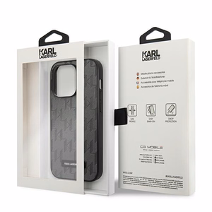 Karl Lagerfeld Saffiano Mono Metalinis Logotipas iPhone 14 Pro Max 6.7" Dėklas - pilka