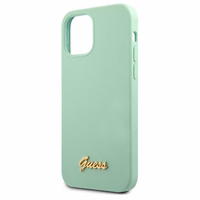 Guess Metal Logo Script dėklas iPhone 12 Pro Max 6.7" - žalia