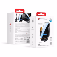 Forcell F-GRIP HS6 automobilinis laikiklis su belaidžiu įkrovikliu, tvirtinamas prie stiklo ir oro angos, juodas