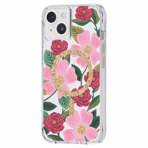 Rifle Paper Co. Rose Garden MagSafe dėklas su aukso folijos detalėmis, skirtas iPhone 14 / 13