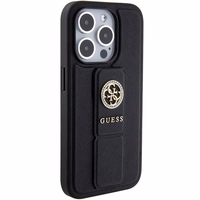 Guess dėklas telefonui su stovu Grip Stand 4G Saffiano Strass iPhone 15 Pro Max - juodas