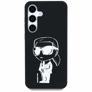 Karl Lagerfeld silikoninis grafiti Ikonik logotipas su magnetiniu Samsung Galaxy S25 dėklas juodas