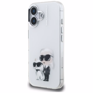 Karl Lagerfeld IML Aquarelle Karl & Choupette & Logo iPhone 16 deklas - baltas