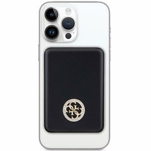 Guess Magnetinė 4G Strassed Metalinis Logotipas indukcinė išorinė baterija 15W 5000mAh - juoda