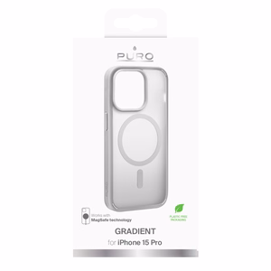 Puro Gradient magnetinis silikoninis dėklas telefonui iPhone 15 Pro - sidabrinis