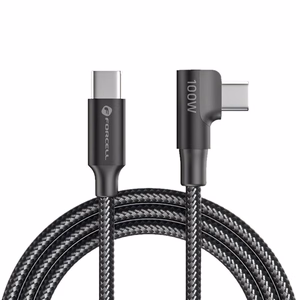 Laidas USB C į USB C Forcell F-Energy QC4.0 PD 5A 100W Cafule 90° 1,2 m CC-1Deg juodas
