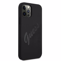 Guess GUHCP12LLSVSBK iPhone 12 Pro Max 6.7" juodas/juodas kietas dėklas Script Vintage