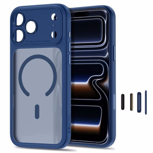 Tech-Protect MagPeak MagSafe CC dėklas, skirtas iPhone 18 Pro Max / 17 Pro Max, matinis tamsiai mėlynas