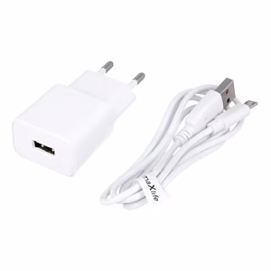 "Maxlife MXTC-01" įkroviklis 1x USB 2,1A baltos spalvos + microUSB laidas