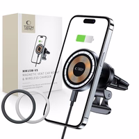 Tech-Protect MM15W-V5 automobilinis telefono laikiklis su MagSafe 15W indukciniu įkrovikliu, tvirtinamas prie oro angos - juodas