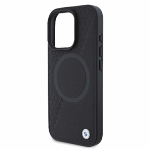 BMW Signature Odinis Pusiau Tekstūruotas & Apskritimo MagSafe Dėklas iPhone 16 Pro - Juodas