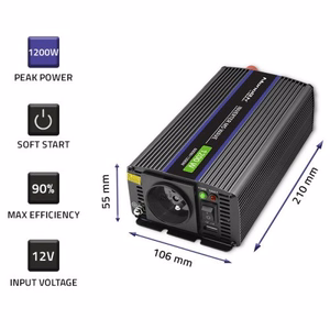 Qoltec Monolith power adapter/inverter Auto/Indoor 600 W Black