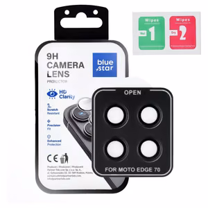 Camera Lens Protector BLUE STAR Easy Install for MOTOROLA EDGE 70 black