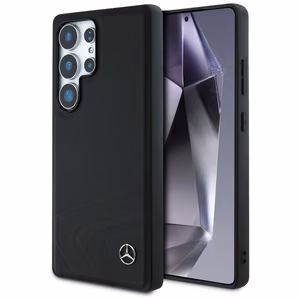 Mercedes Odinis Horizontalios įspaustos kreivės Magnetinis dėklas Samsung Galaxy S25 Ultra - juodas