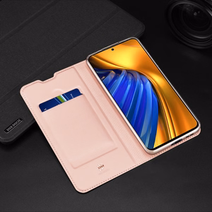 Dux Ducis Skin Pro atverčiamas dėklas telefonui Xiaomi Poco F4 5G rožinis