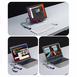 Ugreen CM475 daugiafunkcis šakotuvas USB 3.0 - 3x USB / Ethernet RJ-45 / USB Type-C PD - pilkas