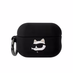KLAP2RUNCHK AirPods Pro 2 dėklas juodas silikoninis Choupette Head 3D