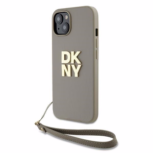 DKNY Dėklas telefonui su dirželiu ir logotipu iPhone 15 / 14 / 13 - smėlio spalvos