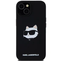 Karl Lagerfeld Silikoninis Choupette Head Magnetinis dėklas telefonui iPhone 15 Plus / 14 Plus – juodas