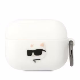 Karl Lagerfeld KLAPRUNCHH AirPods Pro dėklas baltas/baltas Silikoninis Choupette Head 3D