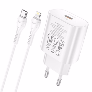Įkroviklis Hoco N22 25W USB-C + USB-C to Lightning cable 1.0m baltas