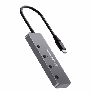 Wozinsky WHS080YSS 4 x USB-A 3.0 Aluminum Hub with Individual Switches and 15 cm USB-C Cable - Gray