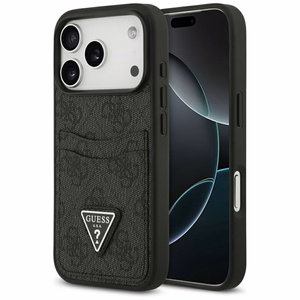 Guess 4G Nauble Card Triangle dėklas iPhone 17 Pro - juodas